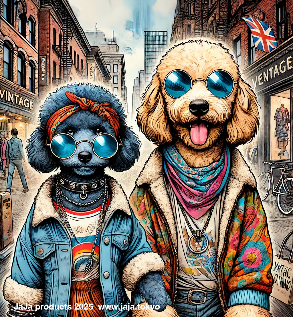 ピッピースタイルのドゥードルとトイプー