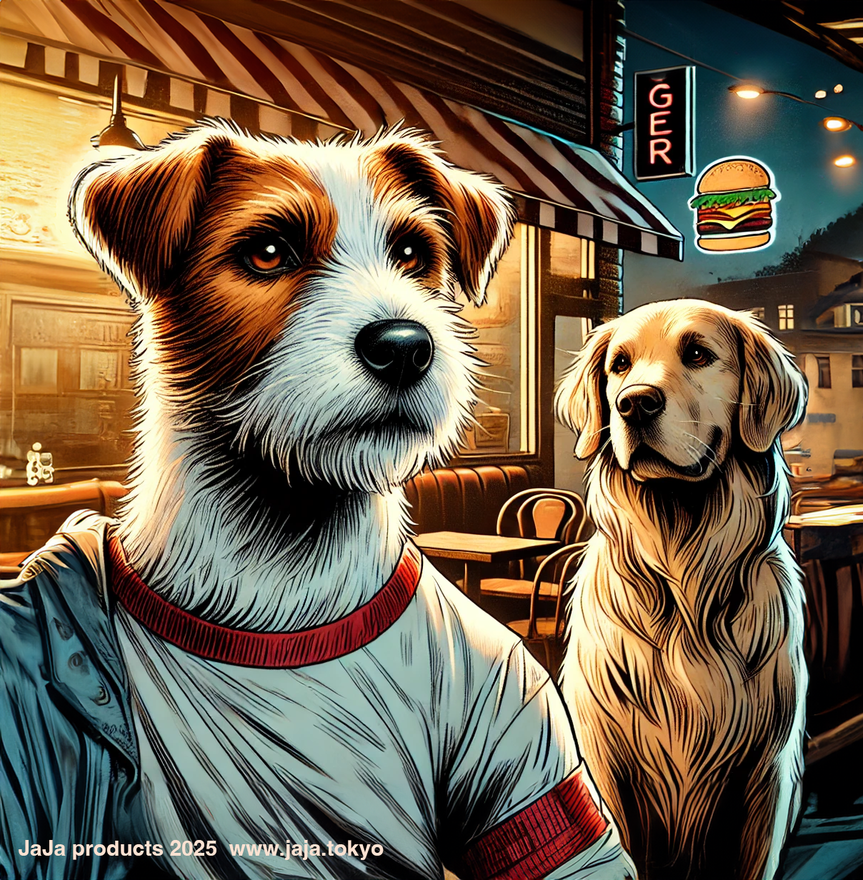 ジャックとトト、夜のハンバーガーショップ